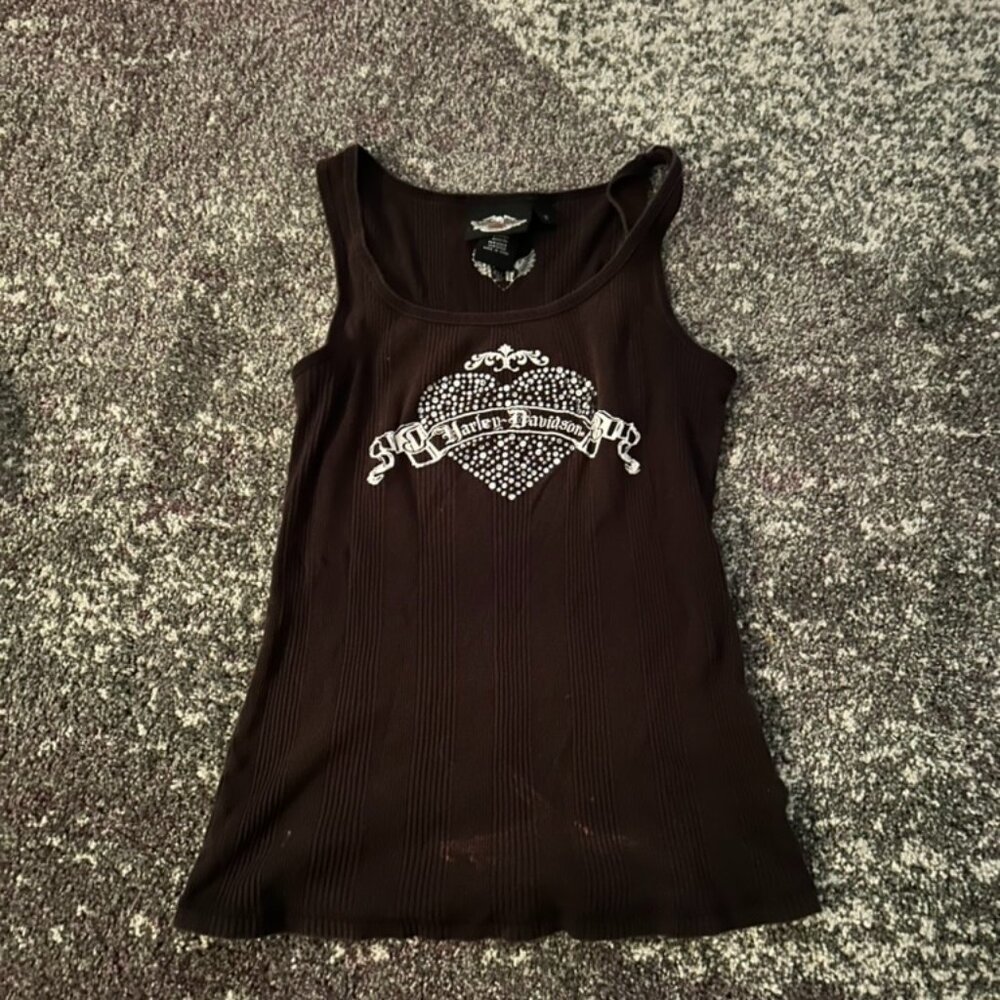 Harley-Davidson Rhinestone Heart Tank Top